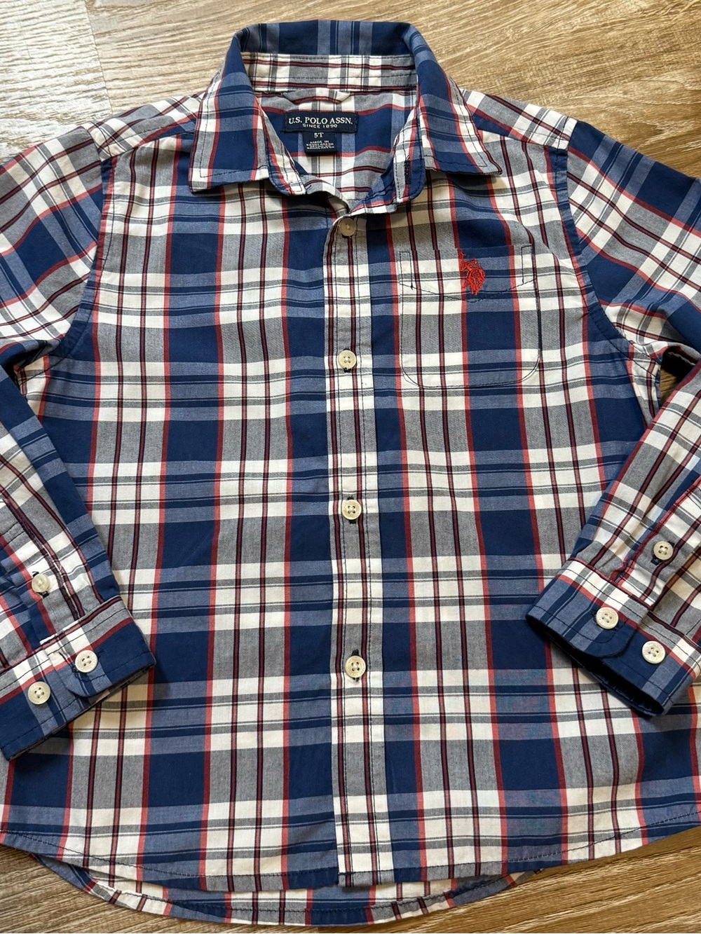U.S. Polo Assn. Navy, White & Red Plaid Button-Down Shirt